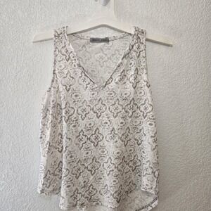 Athleta Linen Tank Top Women Medium Boho Print Racerback Sleeveless Summer